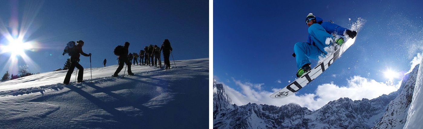 Schneeschuhwandern Snwoboard Oberbayern